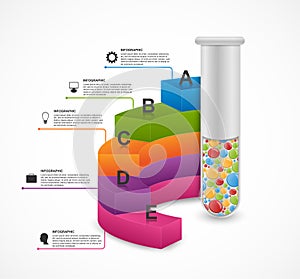Modern infographic on science and medicine in the form of test tubes. Design elements.