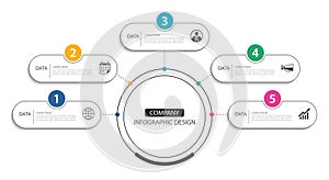 Modern infographic 5 step data business layout template