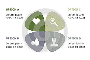 Modern infographic template. infographic design with analysis icons includes heart research blood personnel. can be used for pres