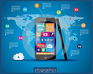 Modern Infographic with a touch screen smartphone