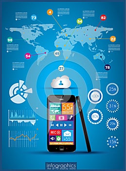 Modern Infographic with a touch screen smartphone