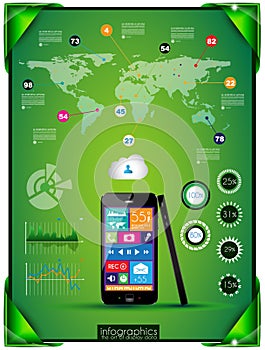Modern Infographic with a touch screen smartphone