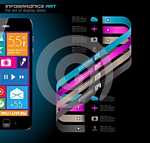 Modern Infographic with a touch screen smartphone