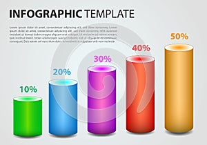 Modern infographics options template vector with colorful cylinders. Can be used for web design, brochure, presentations and work