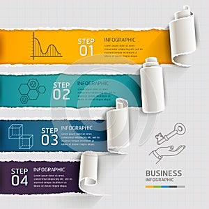 Modern infographics template torn paper style.