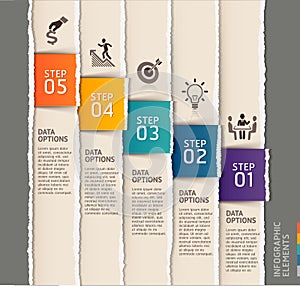Modern infographics template torn paper style. photo