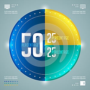 Business Infographics Design Template. Vector Elements. Percentage Circle Diagram Illustration. EPS10