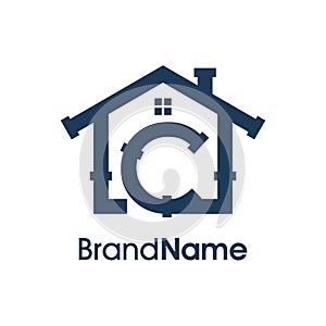 Modern Initial C Home Plumbing Logo