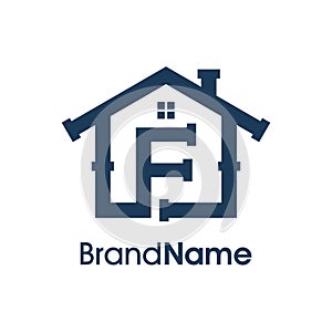 Modern Initial F Home Plumbing Logo