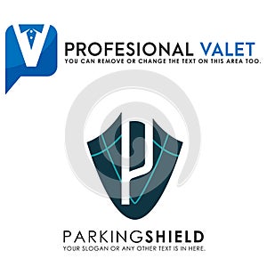 Modern initial letter P shirt male valet business logo design