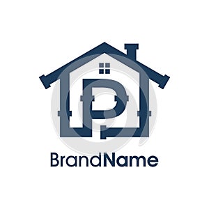Modern Initial P Home Plumbing Logo