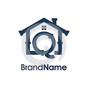 Modern Initial Q Home Plumbing Logo