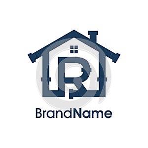 Modern Initial R Home Plumbing Logo