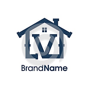 Modern Initial V Home Plumbing Logo