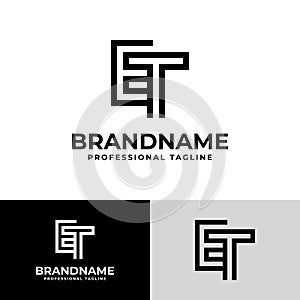 Modern Initials ET Logo, suitable for business with ET or TE initials