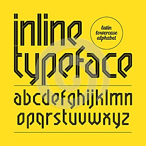 Modern inline typeface, alphabet