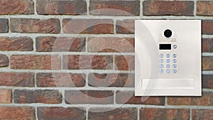 Modern Intercom Panel on Brick Wall