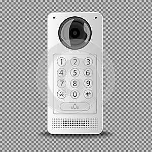 Modern intercom with a white camera on a transparent background. Isolated vector illustration.