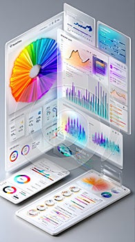 Modern Interface: Dynamic Data Dashboard on Transparent Display