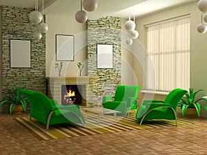 Modern interior 3d