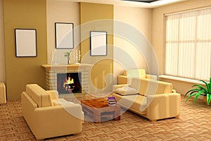 Modern interior 3d