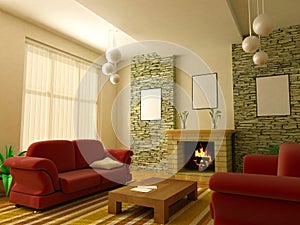 Modern interior 3d