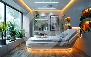 Modern interior of bedroom. Modern advancements in medical technology have made it feasible for individuals