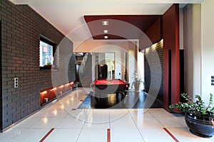 Modern interior with billiard table