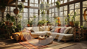 modern interior in bohemian style photo