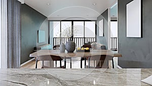 Modern interior design of apartment, kitchen dining room and living room ideas 3d rendering animation.