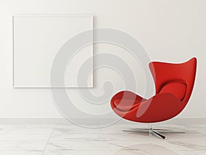 Modern Interior with Design Chair and Blank Frame