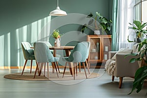 Modern Interior Design Dining Room for Elegant Meals. AI Generated
