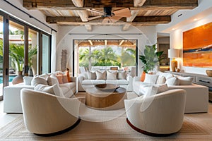 Modern Interior Design Living Room with Balanced Decor. AI Generated