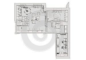 Modern interior design. Sketch of the apartment.