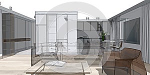 Modern interior design. Sketch of the apartment.