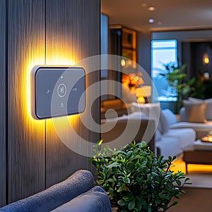 Modern Interior Design with Smart Home Control Panel - Illustration