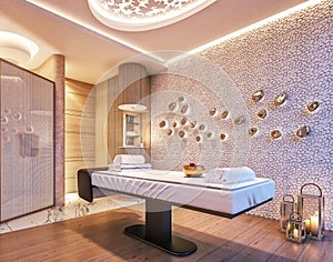 Modern interior design of Spa, Sauna, concept of fine living, relaxation
