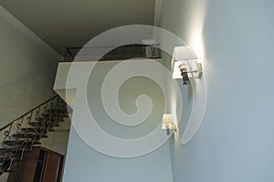 Modern interior design, stairs in bedroom