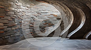 Modern interior design template made from stone with curved lines. - Generative ai