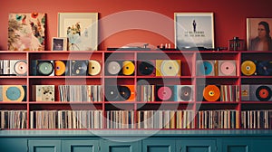 modern interior design of vinyl record with vinyl player