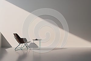 modern interior with empty glass and chair. 3 d rendering.modern interior with empty glass and