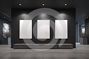 Modern Art Gallery Interior with Blank Frames