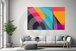 modern interior with geometric pattern and a wall with a windowmodern interior with geometric