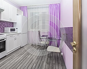 Modern interior kitchen-dining room