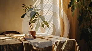 Modern interior lifestyle Mediterranean in summer scene, plant with fruit on table