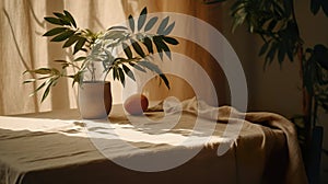 Modern interior lifestyle Mediterranean in summer scene, plant with fruit on table