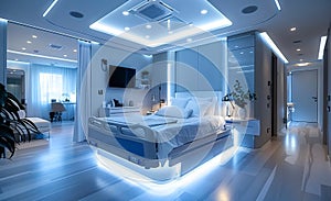 Modern interior of luxury bedroom. Modern advancements in medical technology have made it feasible for individuals photo