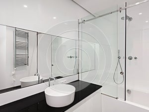 Modern interior of new bathroom in house