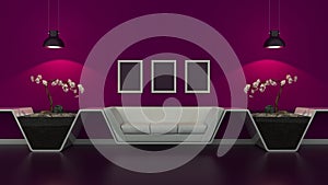 Modern interior room 3D with nice furniture inside