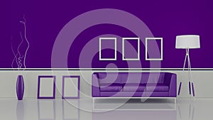 Modern interior room 3D with nice furniture inside